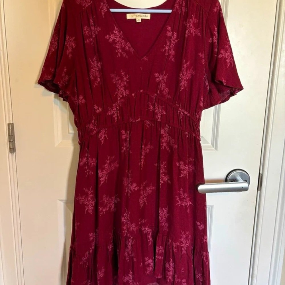 Rewind Burgundy Floral Mini Dress